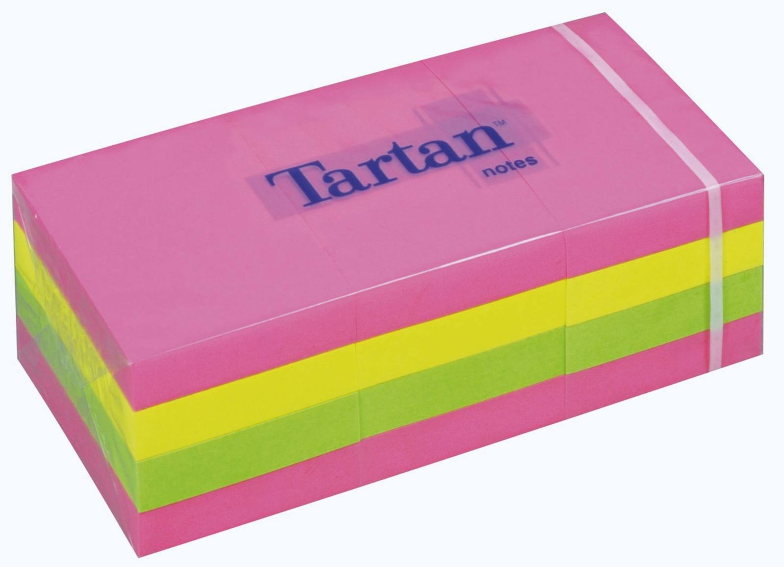 3M Tartan Notes 5138N, 51 x 38 mm, giallo neon, verde neon, rosa neon, 12 blocchetti da 100 fogli ciascuno