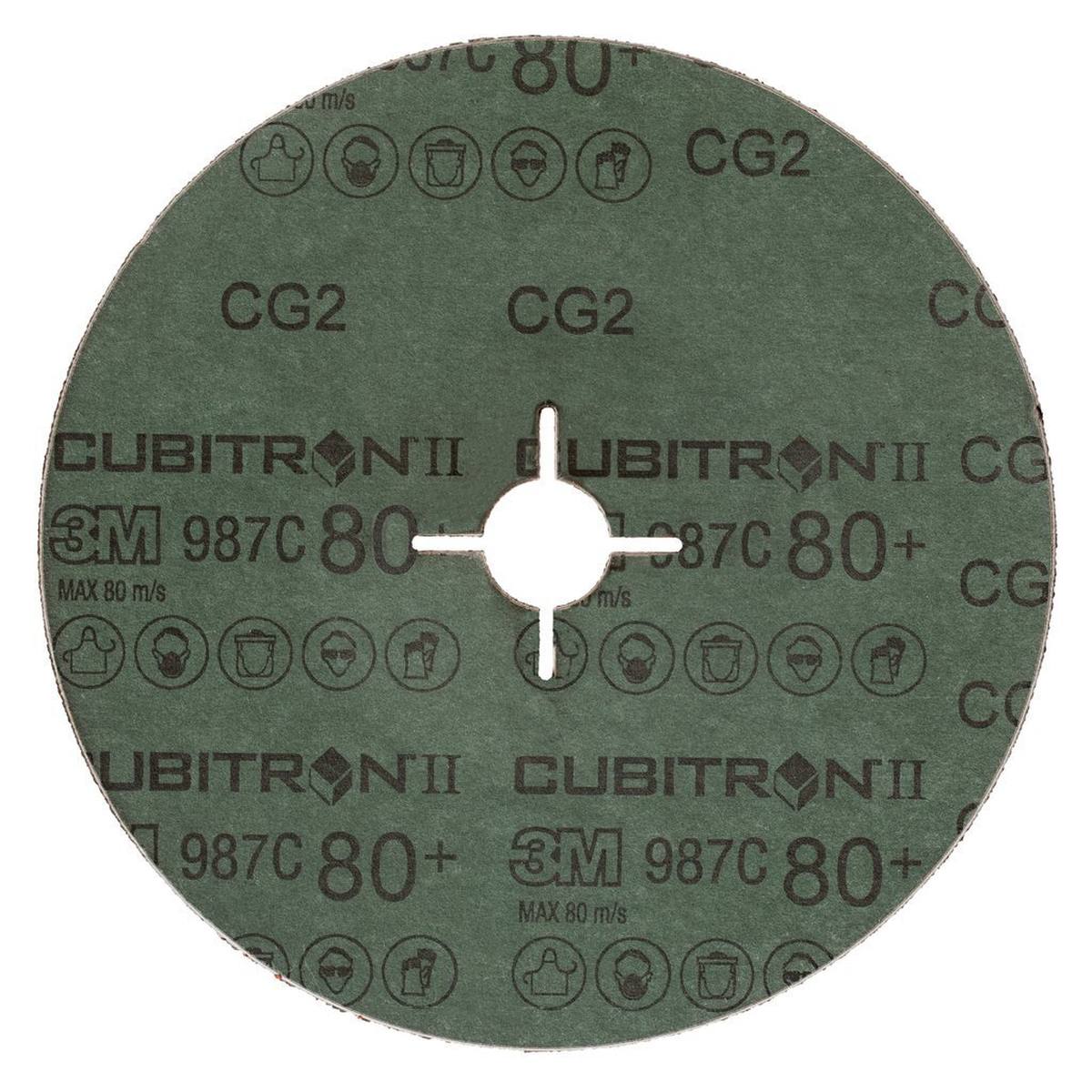 3M Cubitron II Disco de fibra 987C, 180 mm, 22,23 mm, 80+ #464047