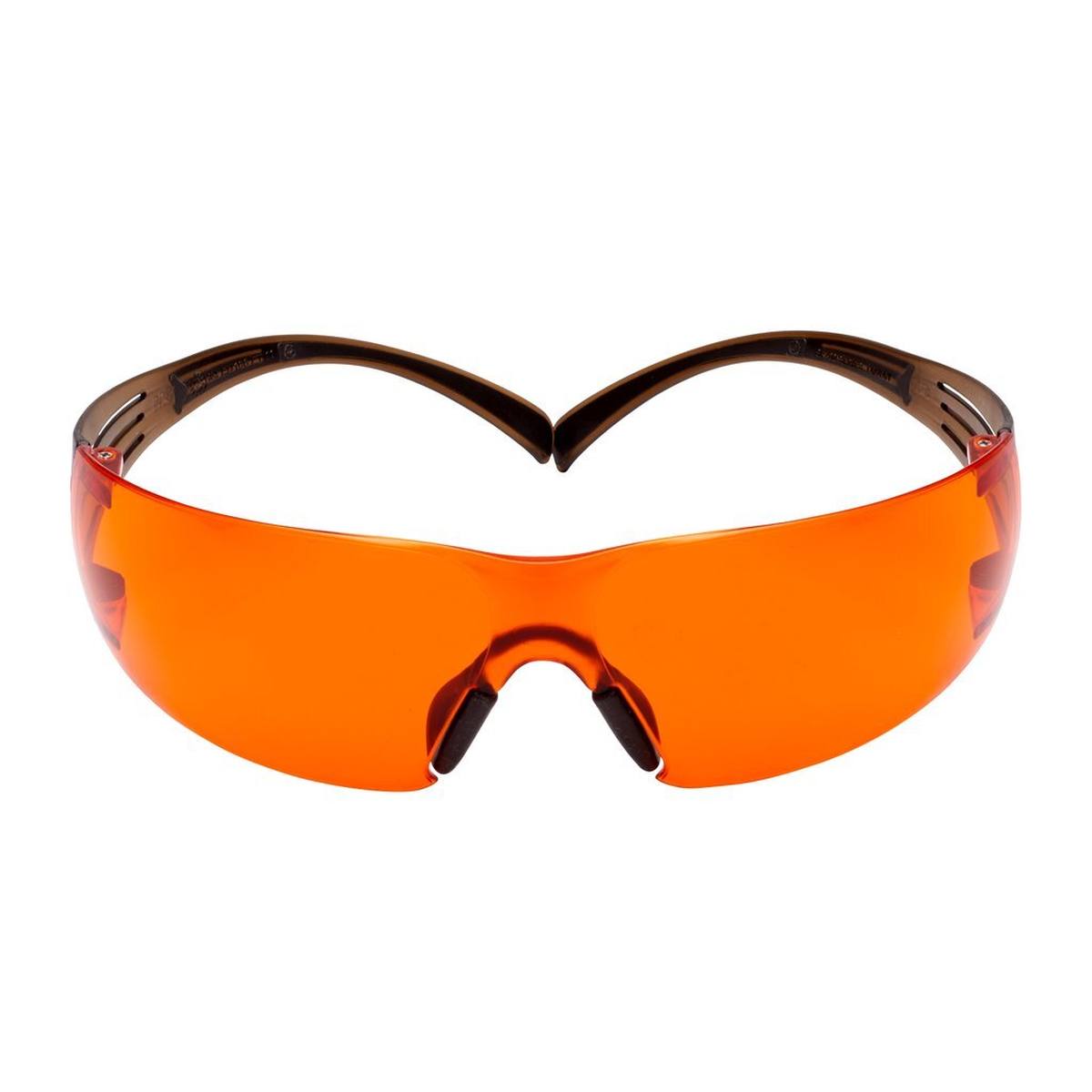 occhiali di sicurezza 3M SecureFit 400, aste nere/marroni, rivestimento Scotchgard antiappannamento/antigraffio (K&amp;N), lenti arancioni, SF406SGAF-BLA-EU