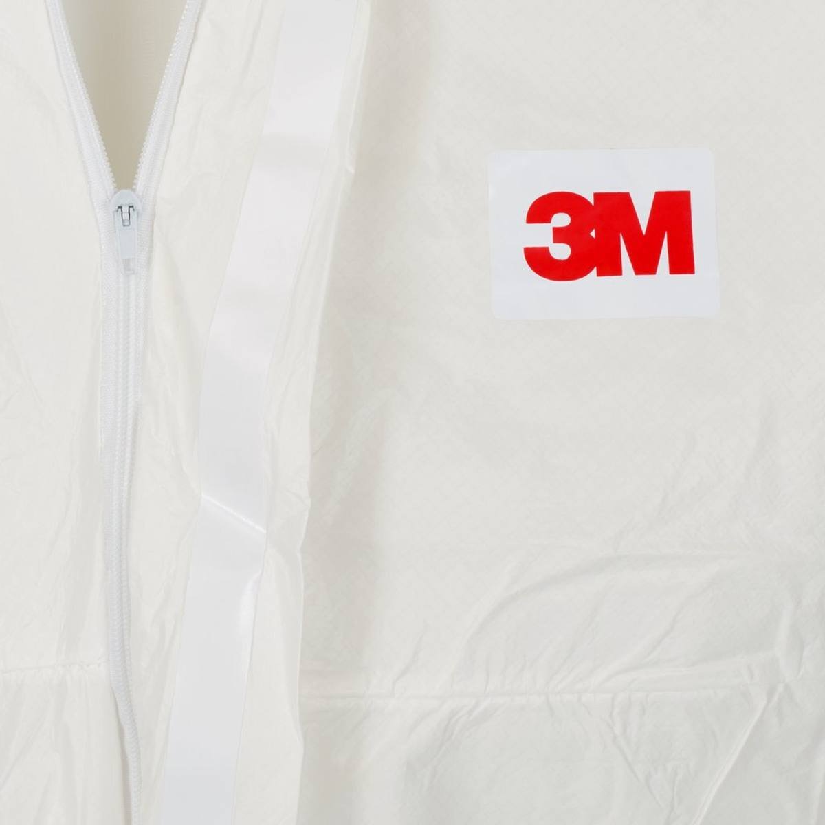 3M 4540+ coverall, white+blue, type 5/6, size M, robust, lint-free, reinforced seams, SMMMS material, breathable, detachable zipper, knitted cuffs