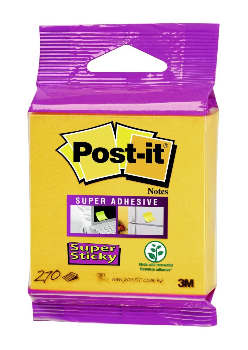 3M Post-it Cubo Superadhesivo 2014-S, 76 mm x 76 mm, amarillo narciso, 1 bloc de 270 hojas
