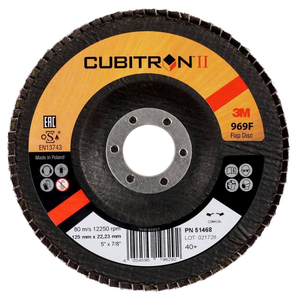 3M 969F Cubitron II flap discs d=125mm P40+ #51468 conical