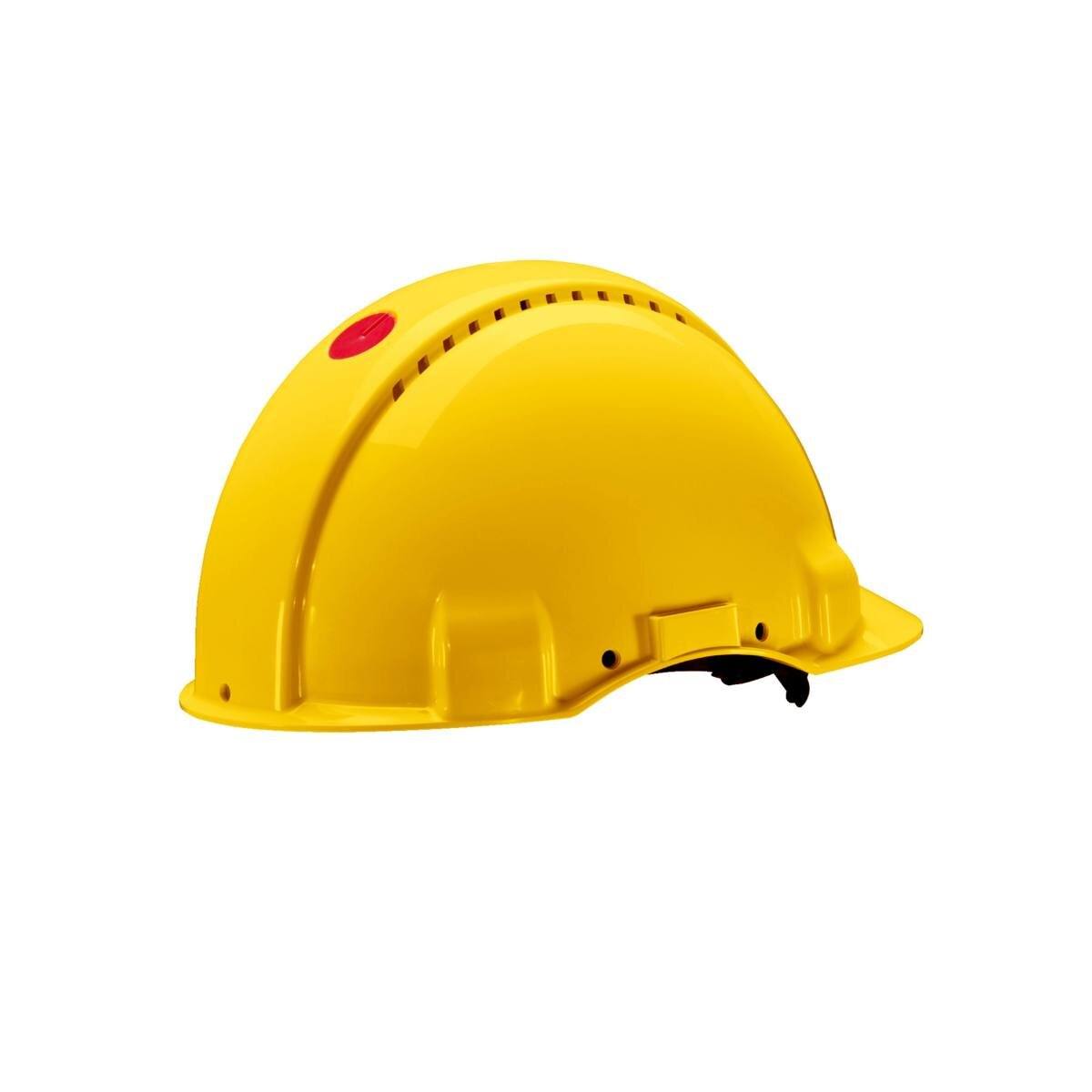 elmetto di sicurezza 3M G3000 G30DUY di colore giallo, ventilato, con uvicatore, pinlock e fascia antisudore in pelle