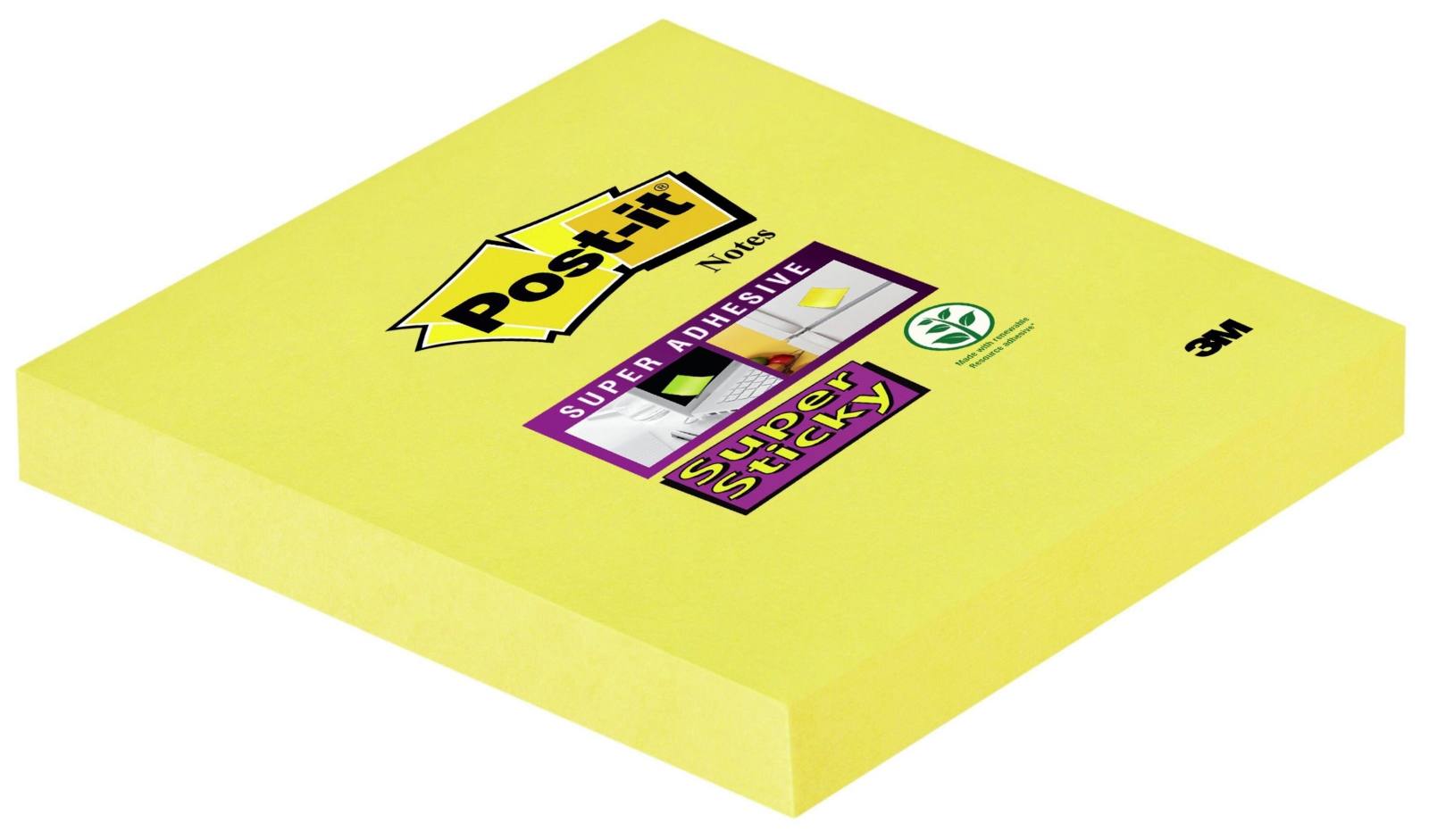 3M Post-it Super Sticky Notes 654-S6, 76 mm x 76 mm, narzissengelb, 1 Block à 90 Blatt