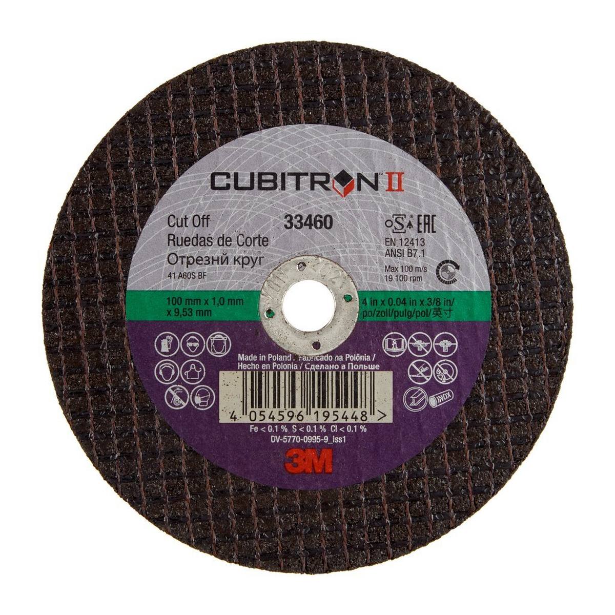 3M Cubitron II Discos de corte, 100 mm, 9,53 mm de agujero, 1 mm de grosor
