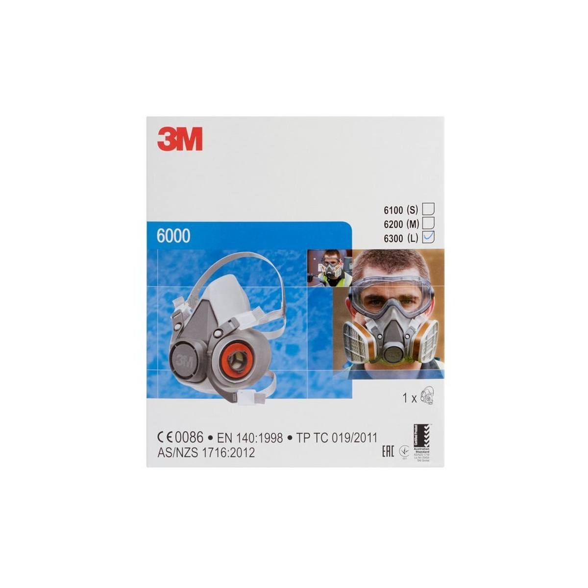 3M 6300L Half mask body Thermoplastic elastomer/polypropylene Size L