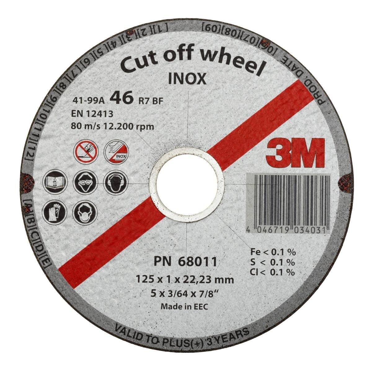 3M Disco de corte INOX, 180 mm, 2,0 mm, 22,23 mm, P36, tipo 41 #62918
