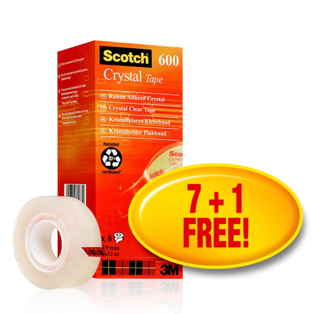 3M Scotch Crystal adhesive tape promotion, 8 rolls 19 mm x 33 m