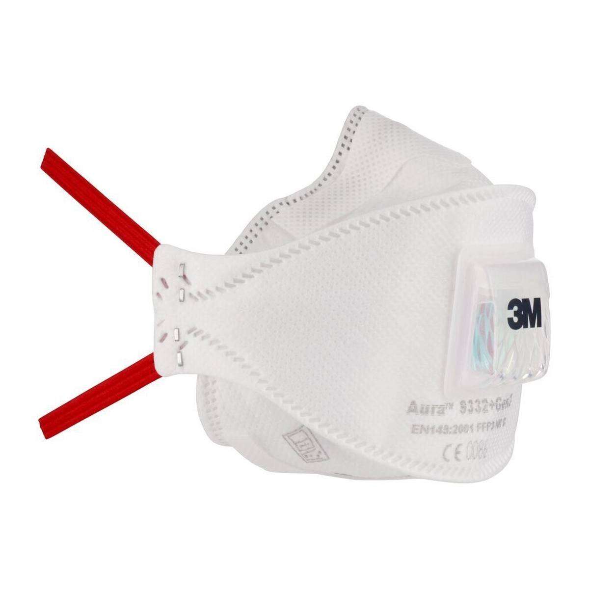 3M 9332+ Gen3 Aura respirator FFP3 with cool-flow exhalation valve, up to 30 times the limit value (hygienically individually packaged)