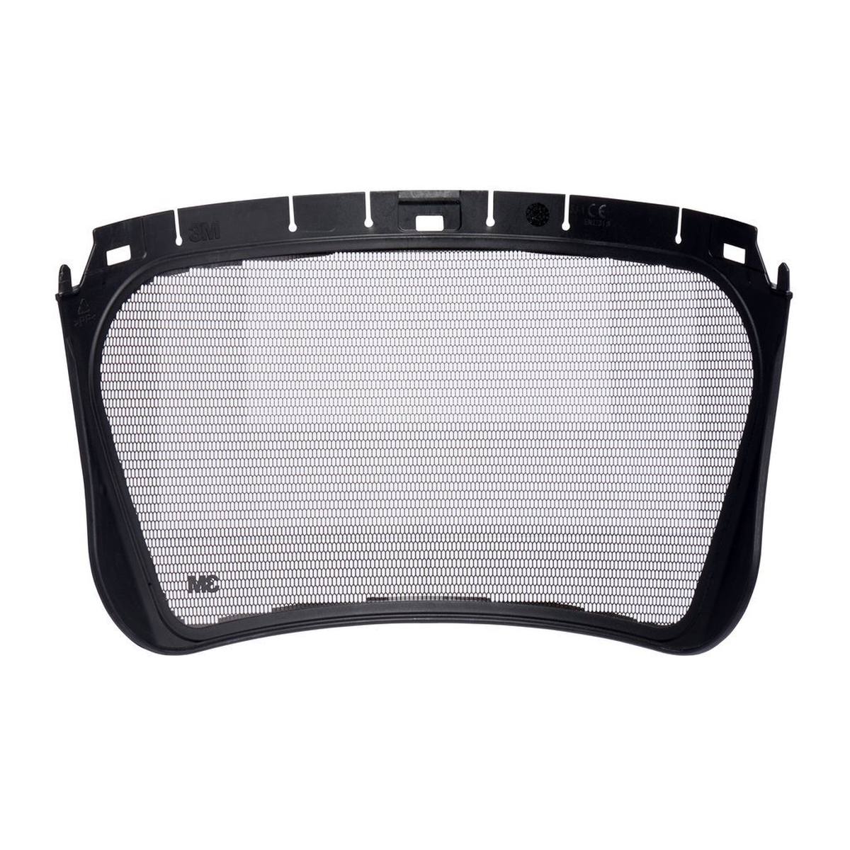 3M 5J Mesh visor Etched stainless steel Mesh size: 0.15mm Light reduction: min. 17%, max. 37%, Weight: 54g Available separately: V5 bracket for 3M safety helmets