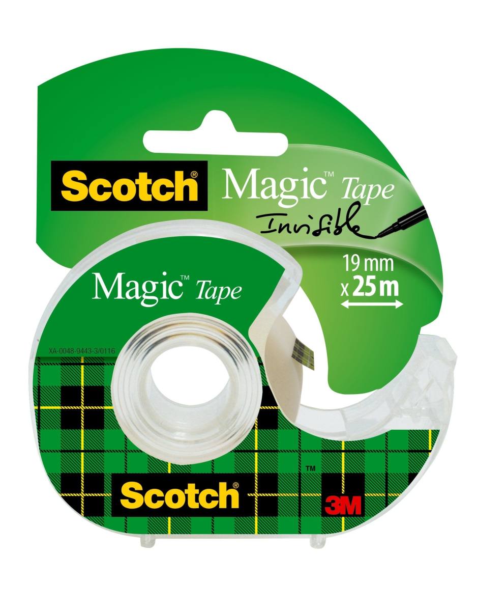 3M Cinta adhesiva Scotch Magic 1 rollo 19 mm x 25 m + dispensador manual