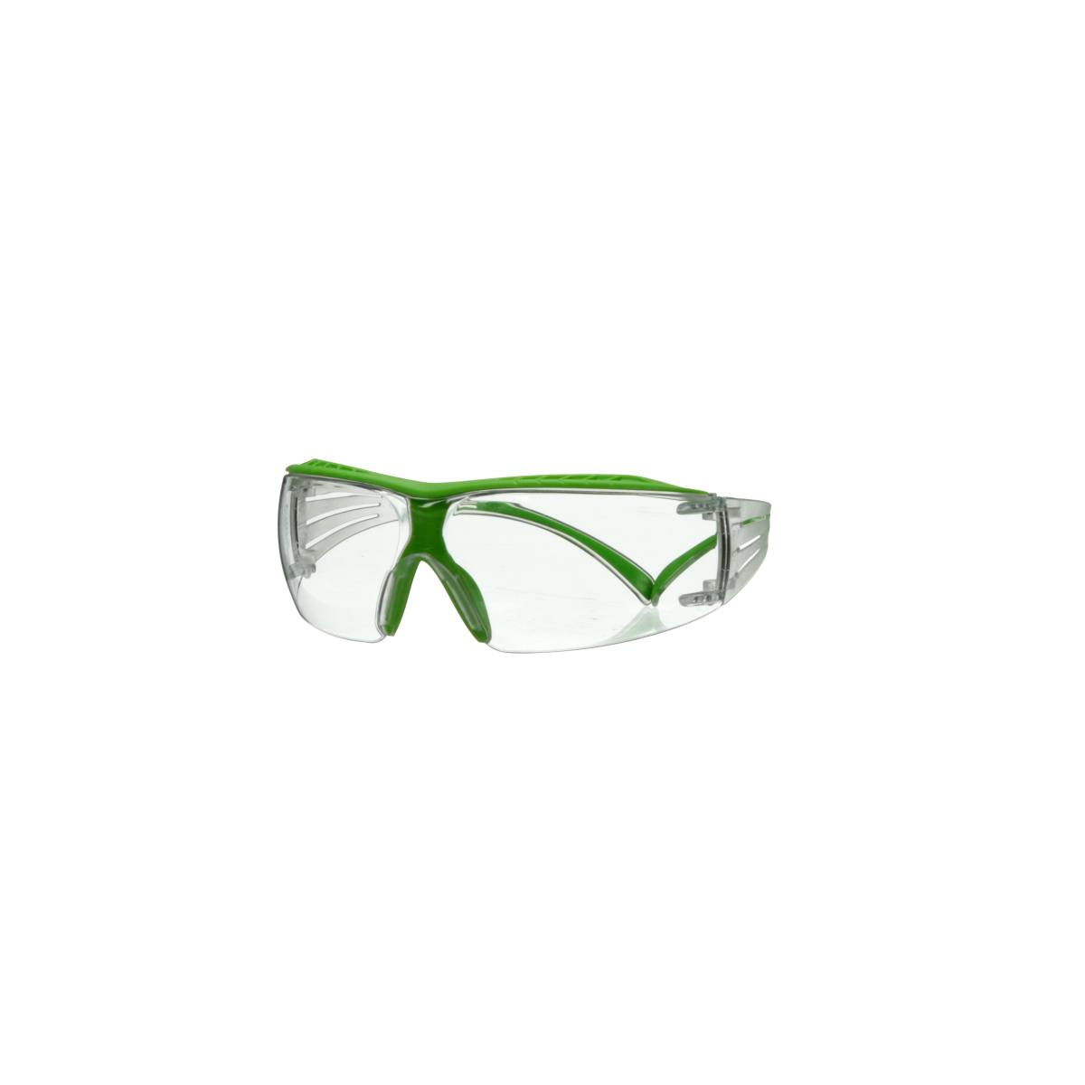 3M SecureFit 400X lunettes de protection, monture vert transparent, revêtement anti-buée Scotchgard (K/N), écran incolore, SF401XSGAF-GRN