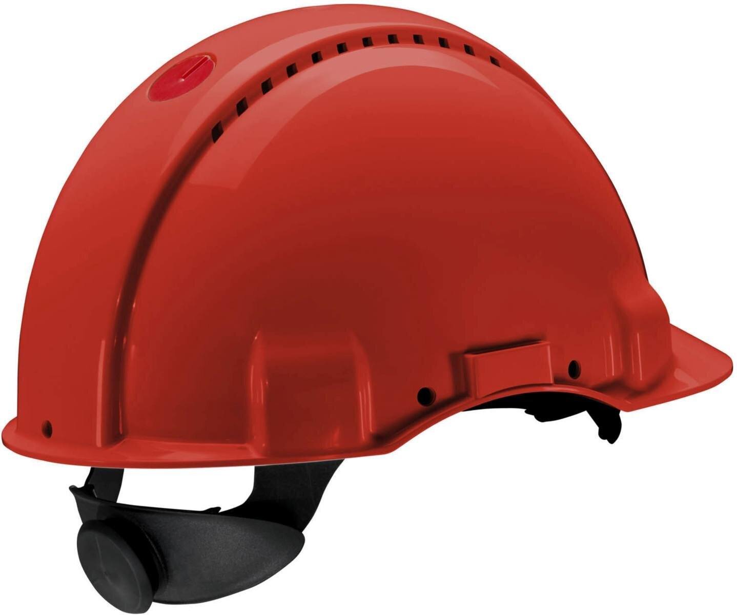 3M G3000 safety helmet G30NUR in red, ventilated, with uvicator, ratchet and plastic welding strap