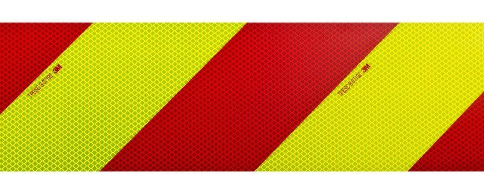 3M Diamond Grade DG³ Vehicle Warning Marking 4083-33, Red/Fluorescent Yellow 1x right pointing / 1x left pointing, 140 mm x 45.7 m