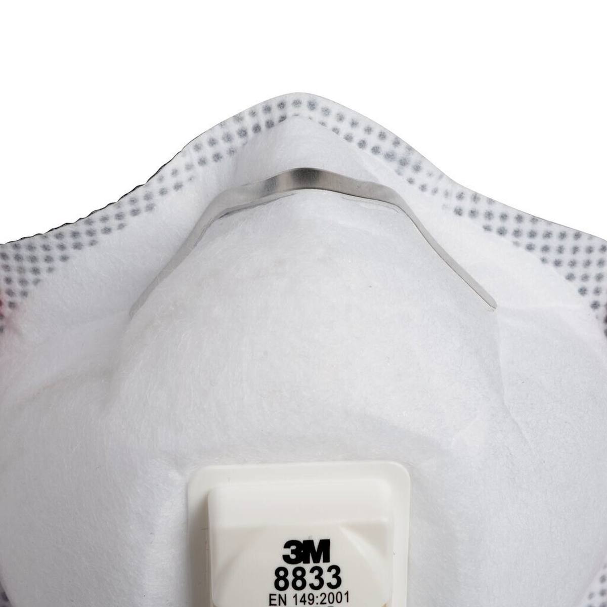 3M 8833SV Masque de protection respiratoire FFP3 avec valve d'expiration Cool-Flow, jusqu'à 30 fois la valeur limite, petit emballage