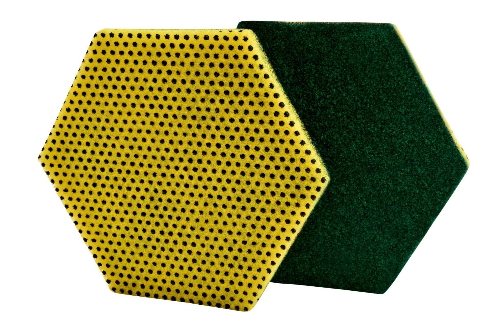 3M Scotch-Brite 2-in-1 Handpad 96HEX, grün/gelb, 147 mm x 127 mm
