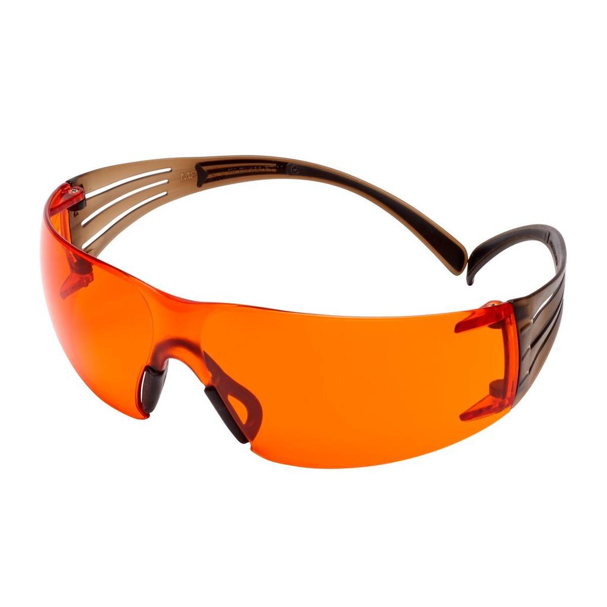3M Gafas de protección SecureFit 400, patillas negras/marrones, tratamiento antivaho/antirayaduras Scotchgard (K&amp;N), lente naranja, SF406SGAF-BLA-EU