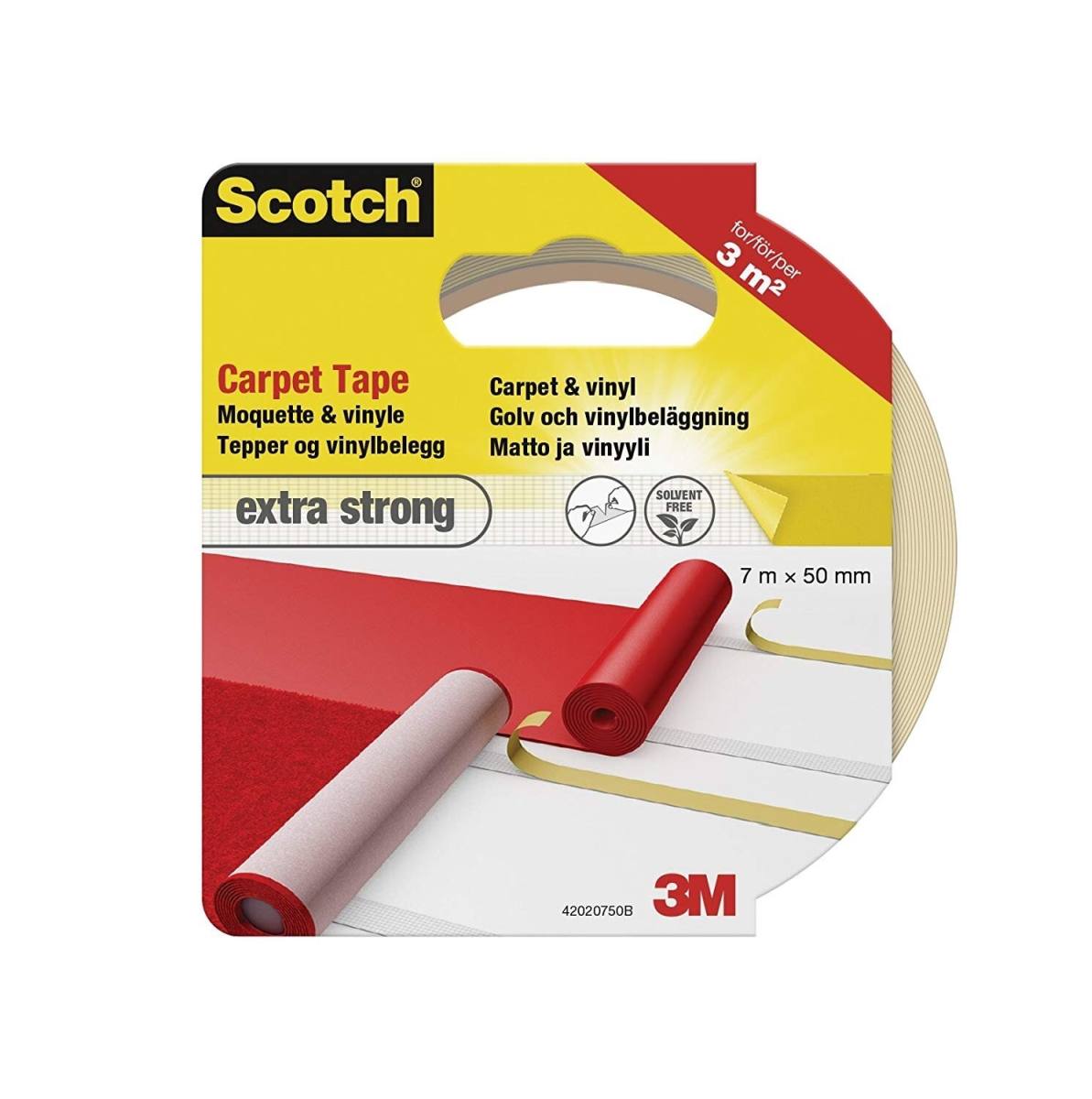 3M Scotch carpet tape 42020750, 50 mm x 7 m, white
