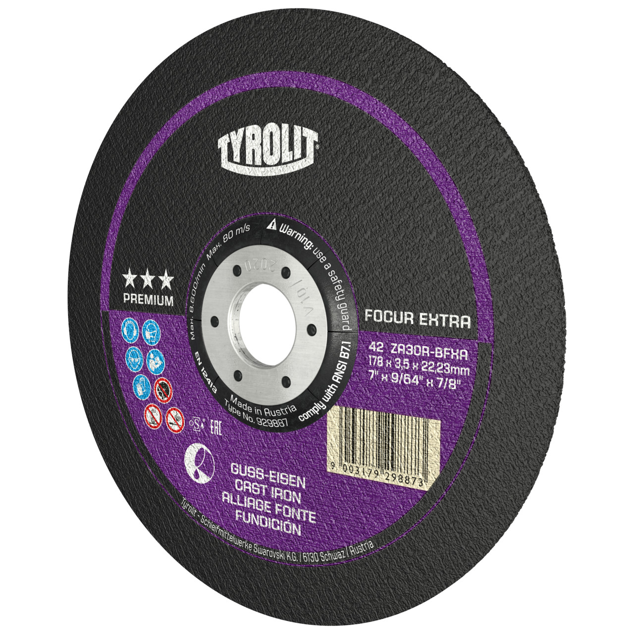 TYROLIT cut-off wheels DxUxH 230x3.0x22.23 FOCUR Extra for cast iron, shape: 42 - offset version, Art. 635268