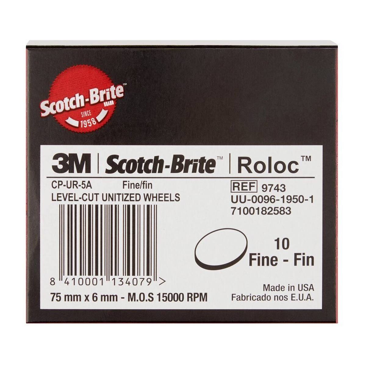 3M Scotch-Brite Roloc Disco compacto CP-UR, 75 mm, 6 mm, 10 mm, 5, A, fino