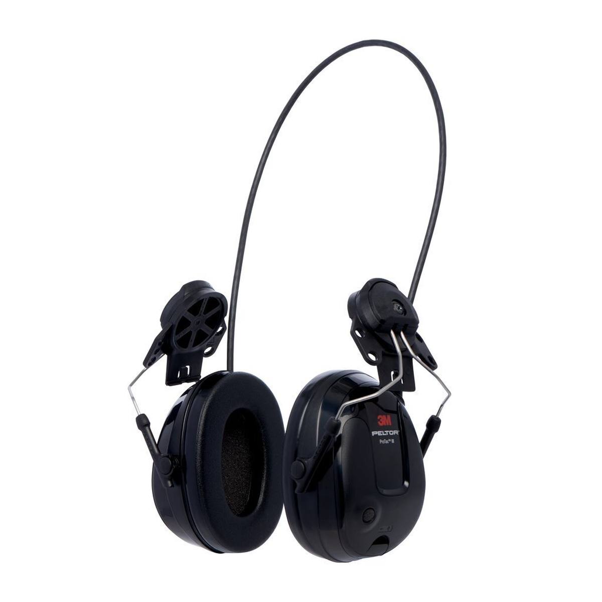 3M Peltor ProTac III Slim Gehörschutz-Headset, schwarz, Helmversion, mit aktiver, pegelabhängiger Dämmtechnologie zum Wahrnehmen von Umgebungsgeräuschen, SNR = 25 dB, schwarz
