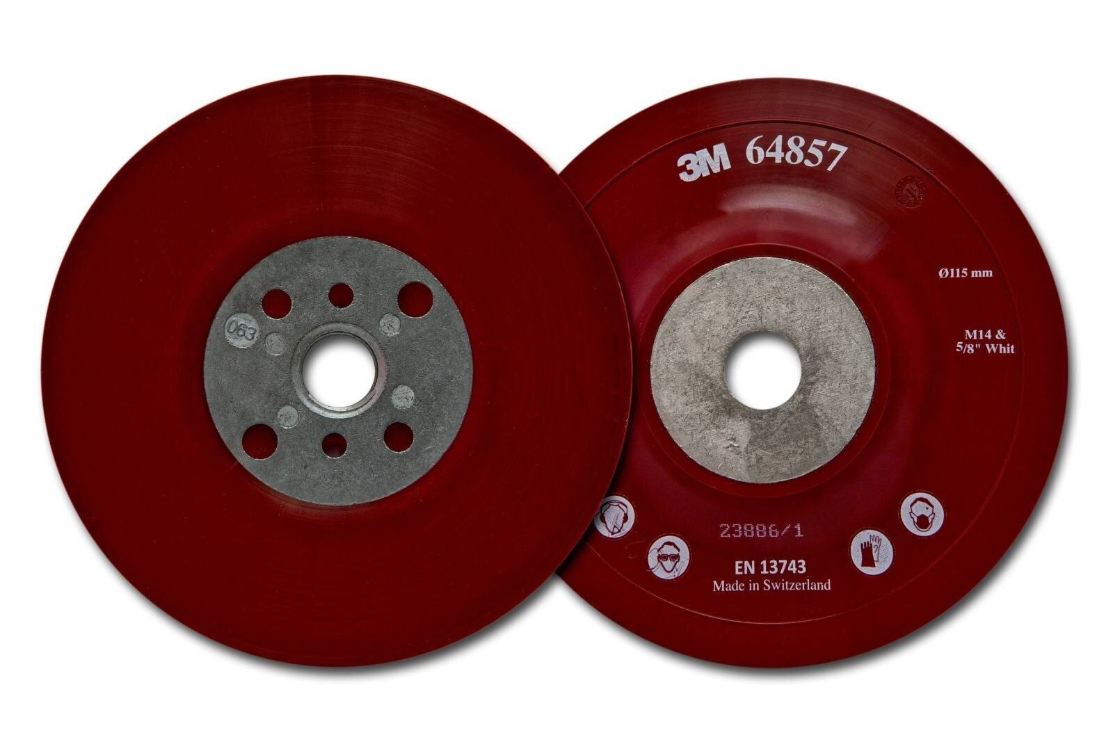 3M Heavy-duty backing pad, red, 180 mm, M14, flat, soft