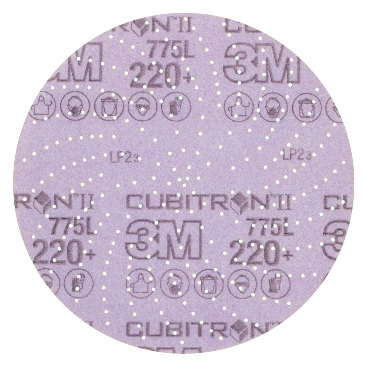 3M Cubitron II Hookit filmschijf 775L, 150 mm, 220+, met meerdere gaten #64271