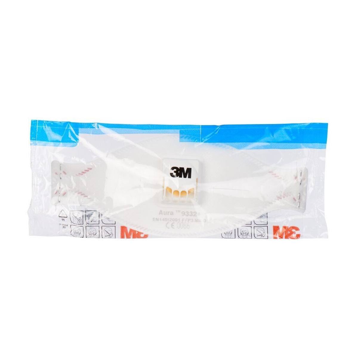 3M 9332+ Aura respirator FFP3 with cool-flow exhalation valve, up to 30 times the limit value (hygienically individually packaged)