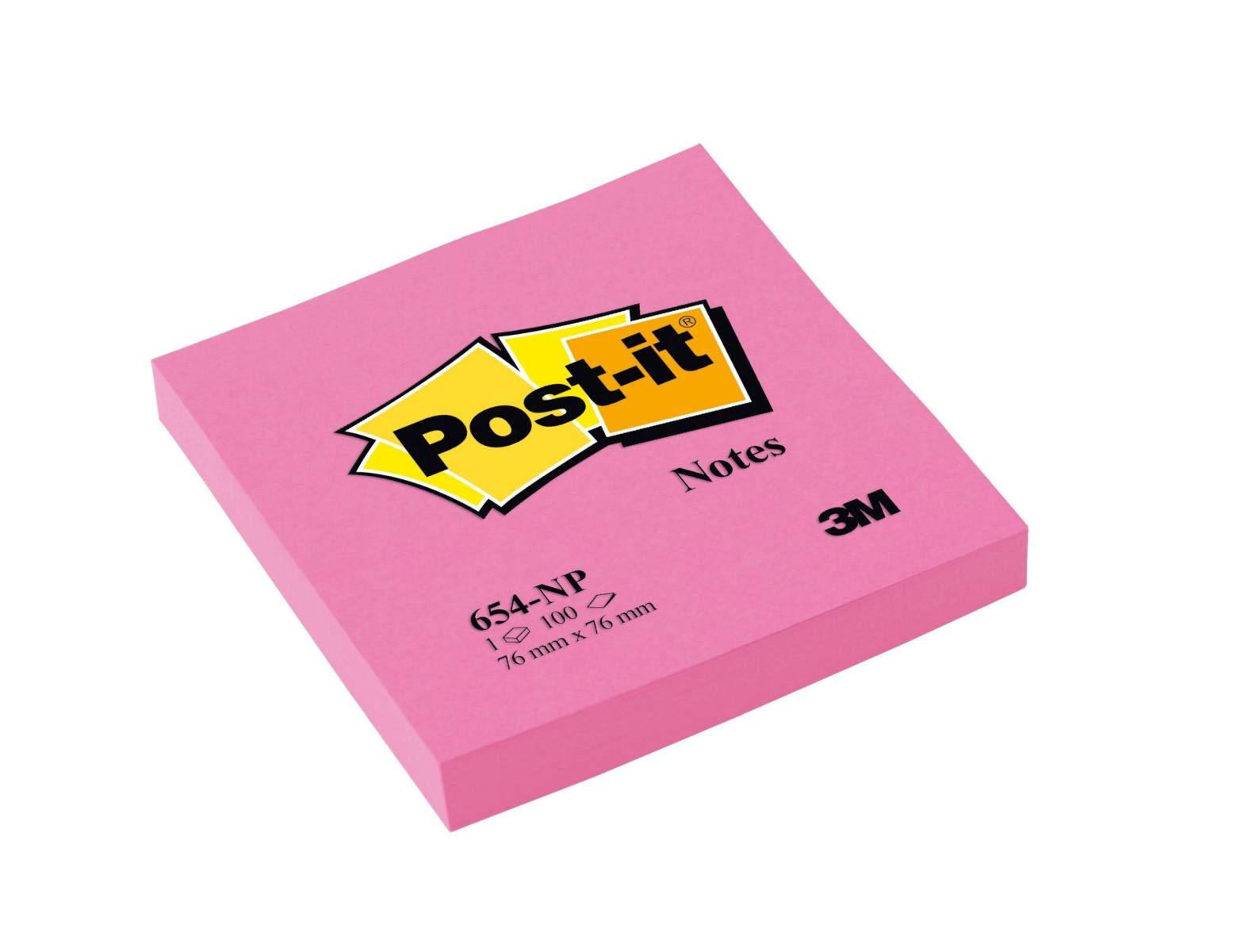 3M Post-it Notes 654NPI, 76 mm x 76 mm, neonpink, 1 Pack 6 Blöcke á 100 Blatt