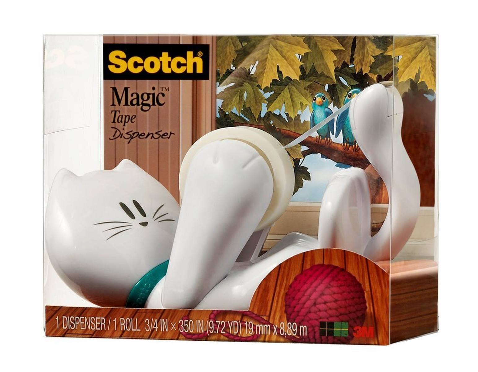 3M Scotch Katze Handabroller + 1 Rolle Scotch Magic Klebeband 19 mm x 8,89 m