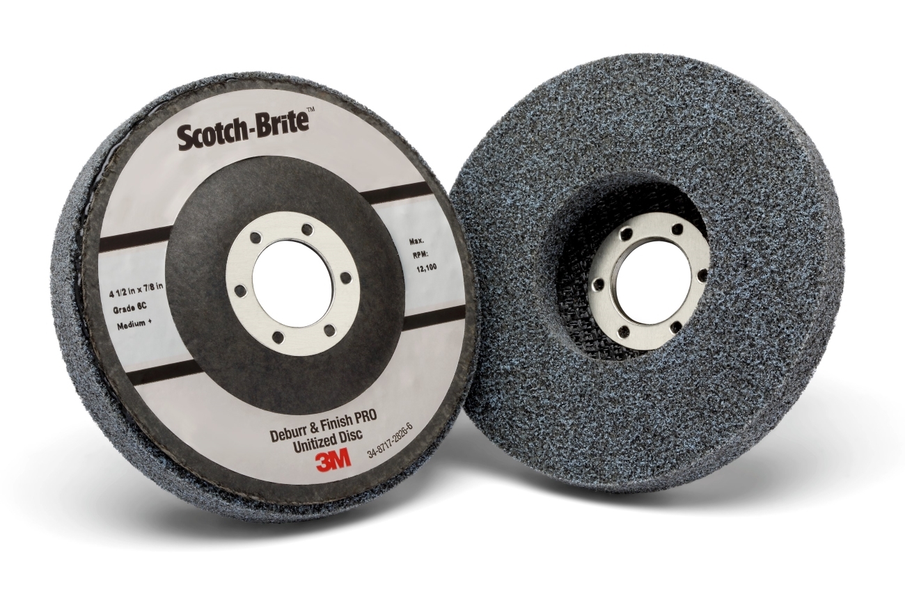 3M Scotch-Brite disco compatto pressato Deburr and Finish PRO per smerigliatrici angolari, 115 mm x 22 mm, 2S FIN