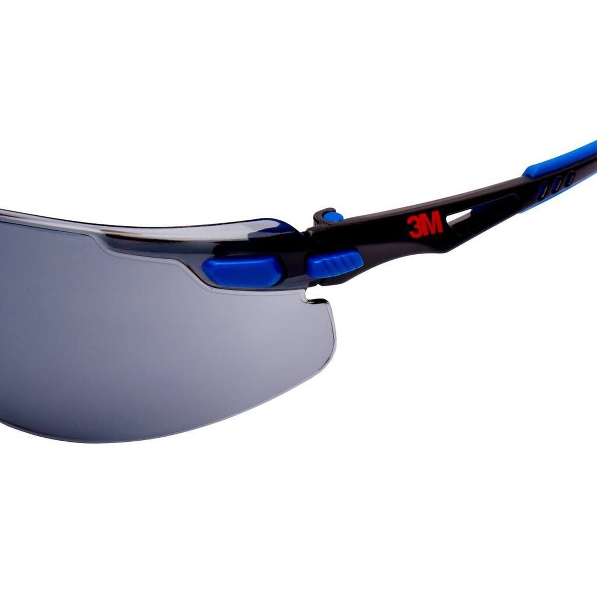 occhiali di sicurezza 3M Solus 1000, aste blu/nere, rivestimento Scotchgard antiappannamento/antigraffio (K&amp;N), lenti grigie, S1102SGAF-EU