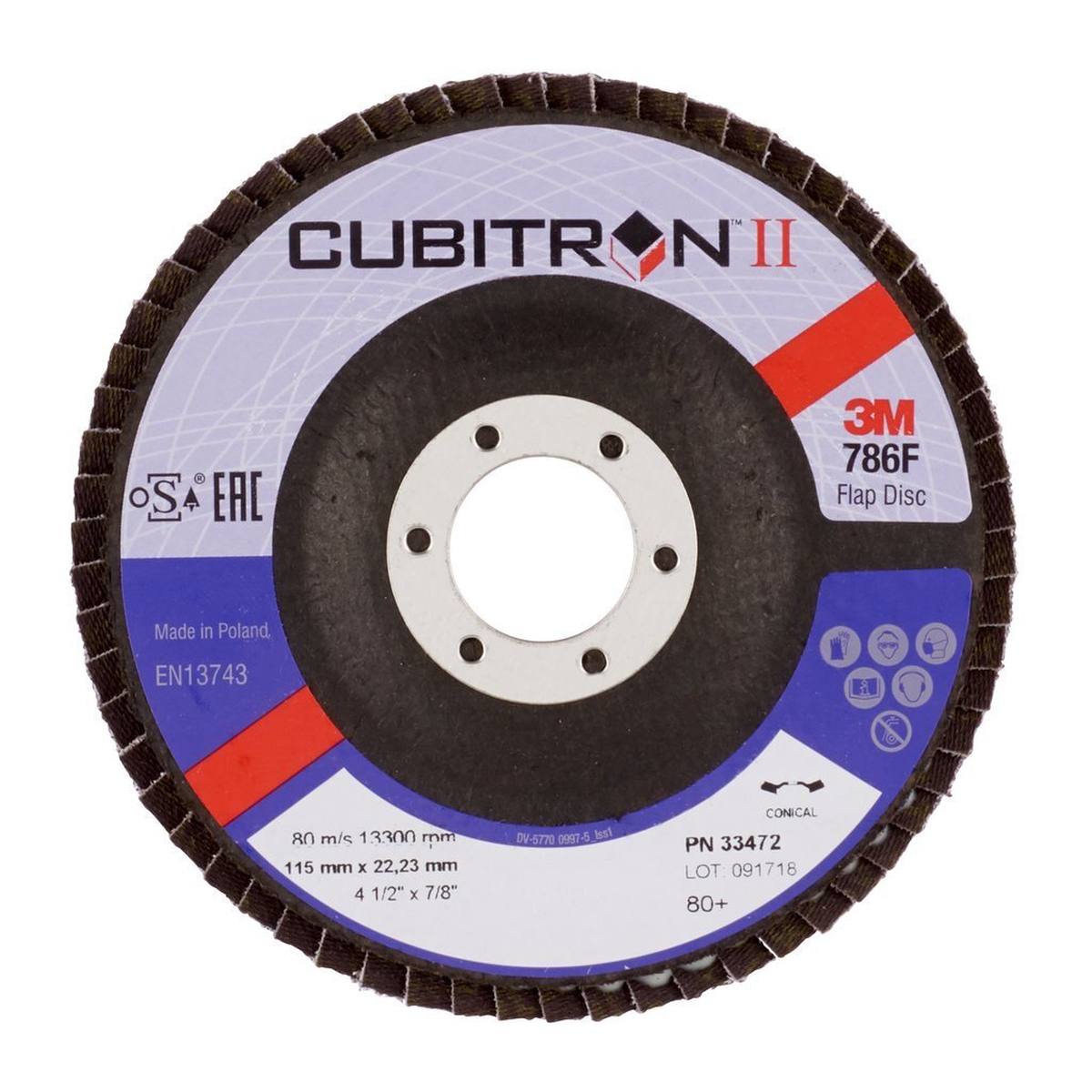 Discos de láminas 3M Cubitron II, 115 mm, 80+, orificio de 22 mm