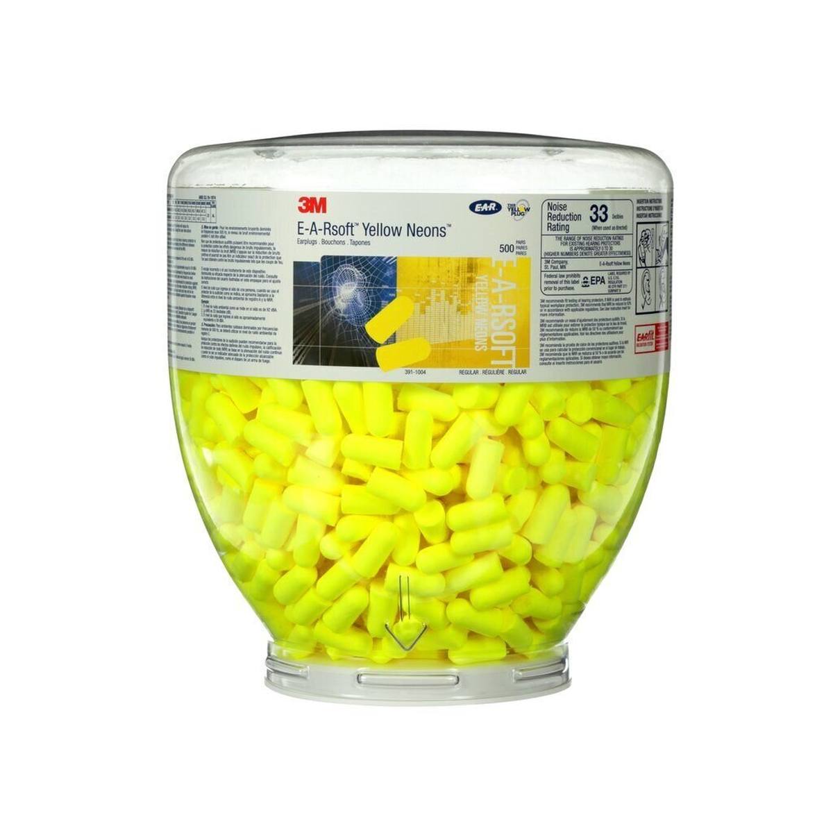 3M E-A-R Soft Yellow Neons dispenserhulpstuk voor OneTouch Pro dispenser, SNR=36 dB, 500 paar, neongeel PD01002
