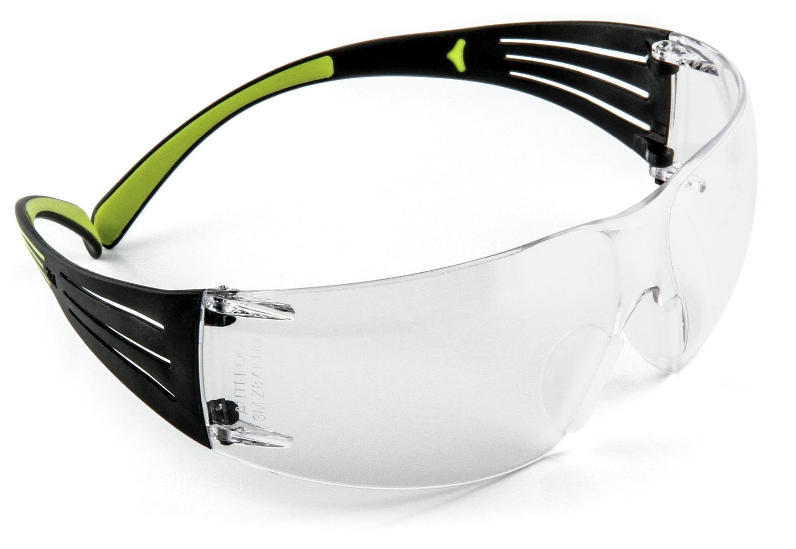 3M SecureFit 400 Schutzbrille, schwarz/grüne Bügel, Antikratz-/Anti-Fog-Beschichtung, transparente Scheibe, SF401AS/AF-EU