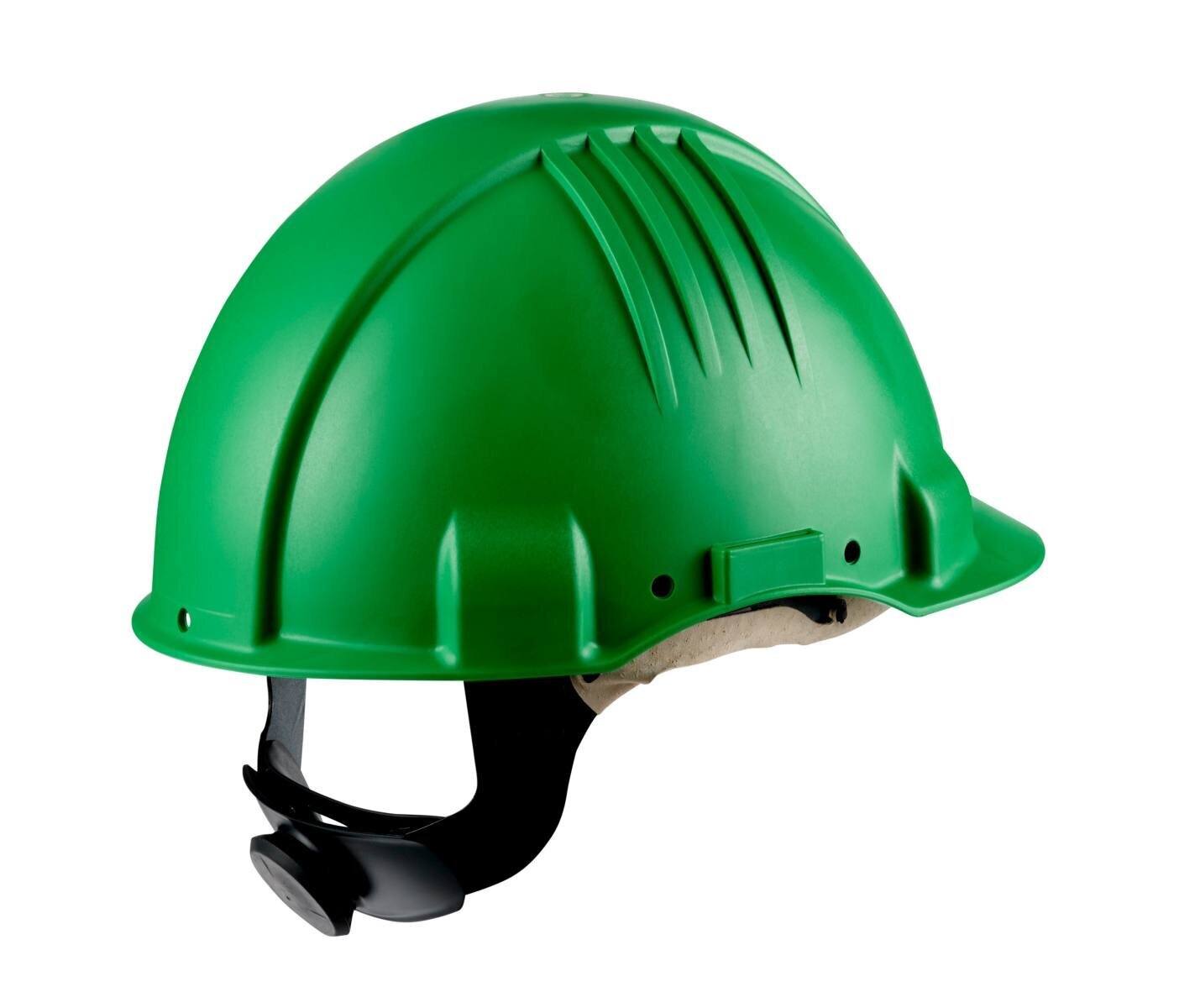3M High-temperature safety helmet, ratchet fastening, non-ventilated, dielectric 1000 V, leather sweatband, green, G3501M-GP