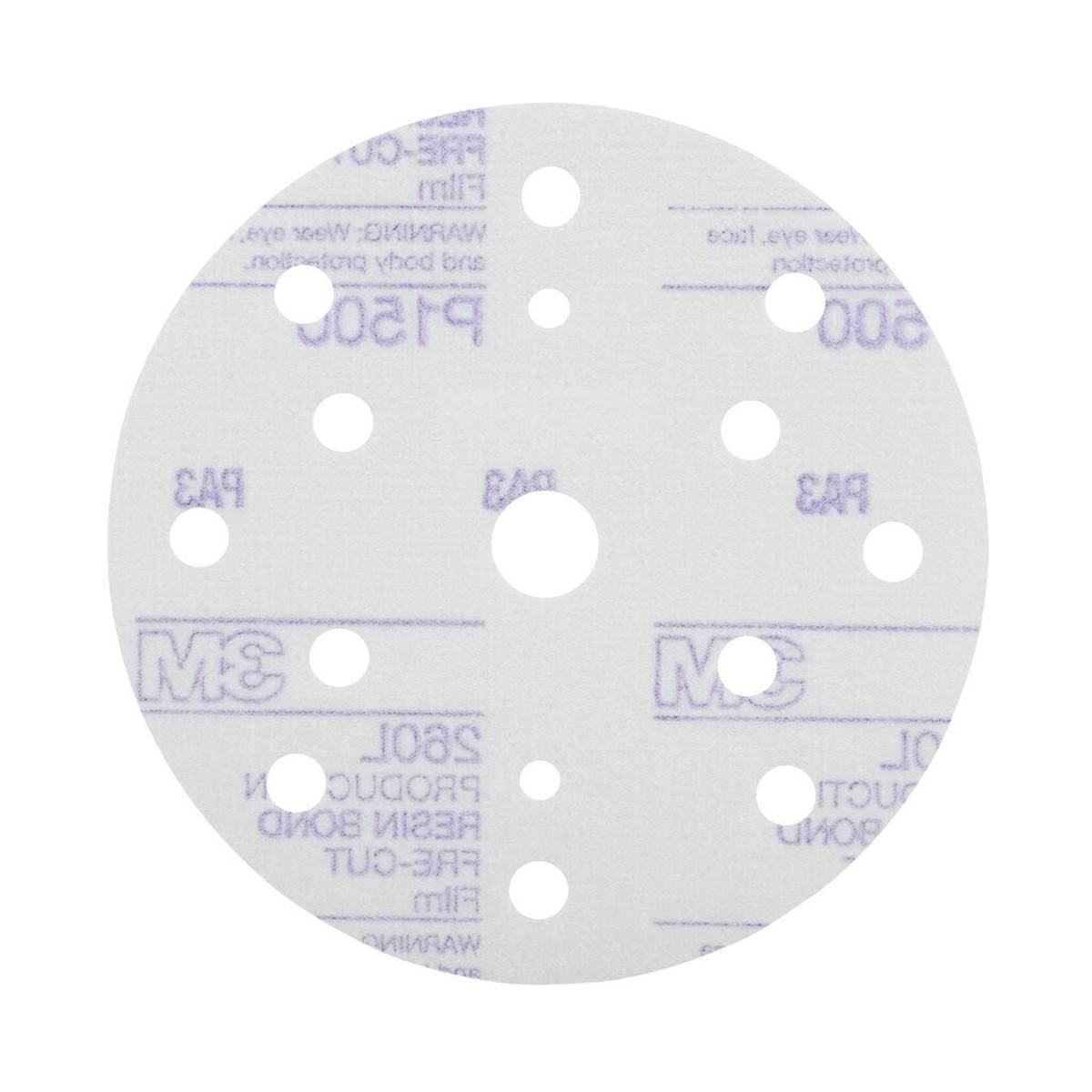3M Hookit Velcro-backed disc 260L, white, 150 mm, P1500, 15 holes, 51053