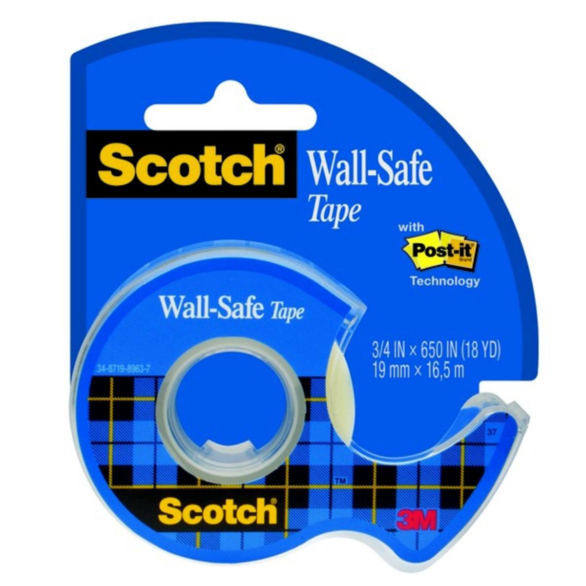 3M Scotch Wall-Safe Klebeband 19 mm x 16,5 m 1 Rolle, 1 Maxi-Abroller