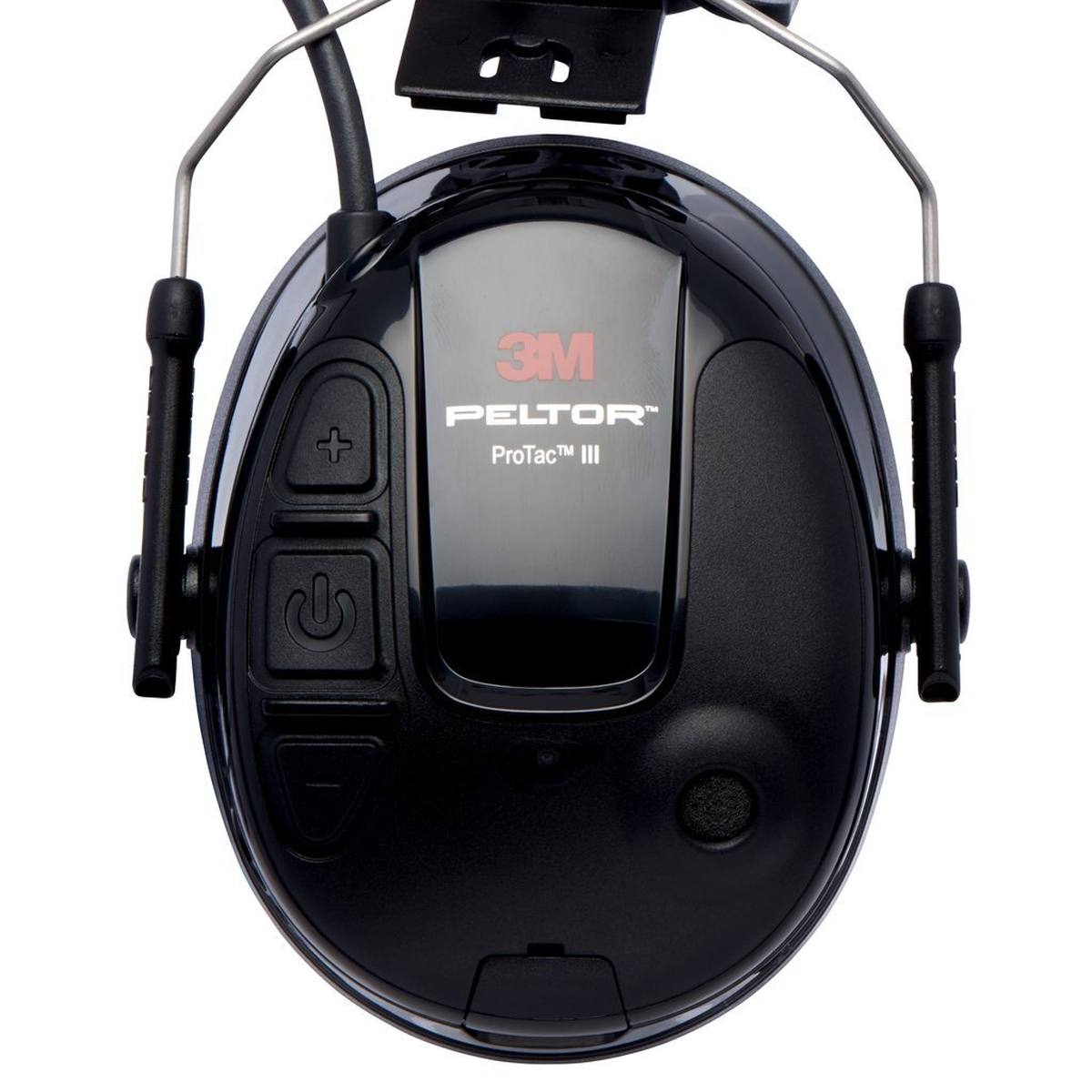 3M PELTOR Casque antibruit ProTac III Slim, noir, version casque, avec technologie d'atténuation active en fonction du niveau pour percevoir les bruits environnants, SNR=25 dB, noir