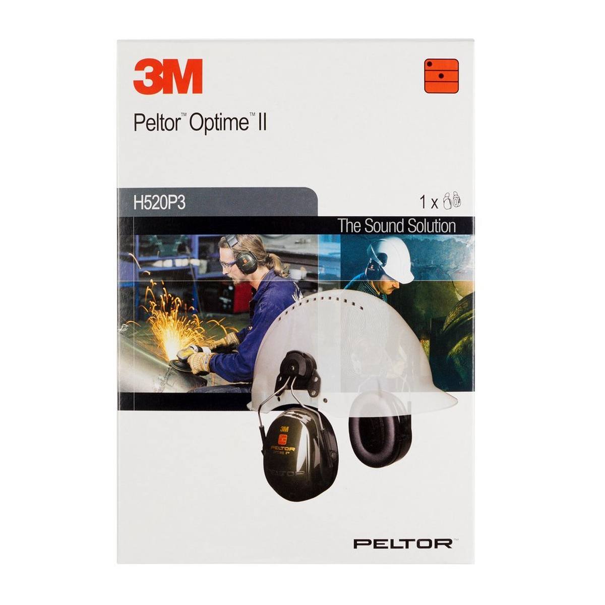 3M PELTOR Optime II earmuffs, dielectric helmet attachment, green, with helmet adapter P3E (for all 3M helmets, except G2000), SNR=30 dB, H520P3E1
