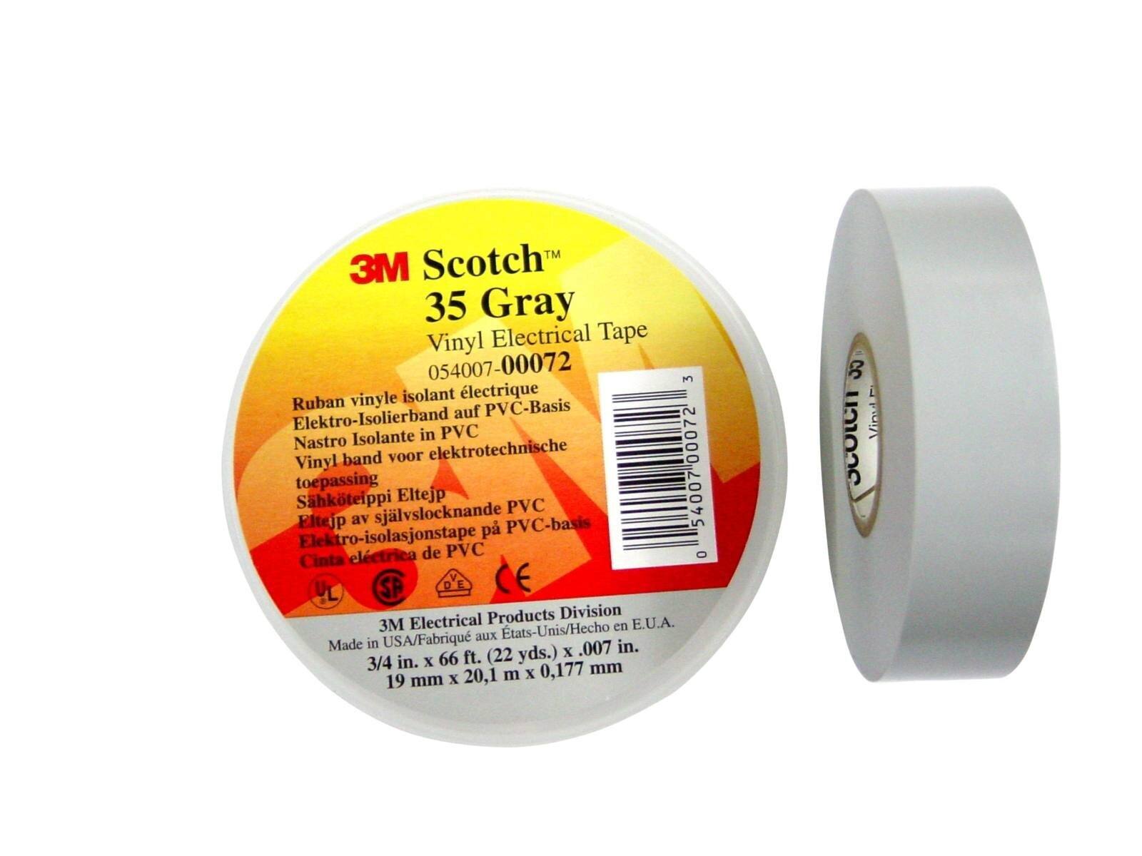 3M Scotch 35 vinyl isolatietape, grijs, 19 mm x 20 m, 0,18 mm