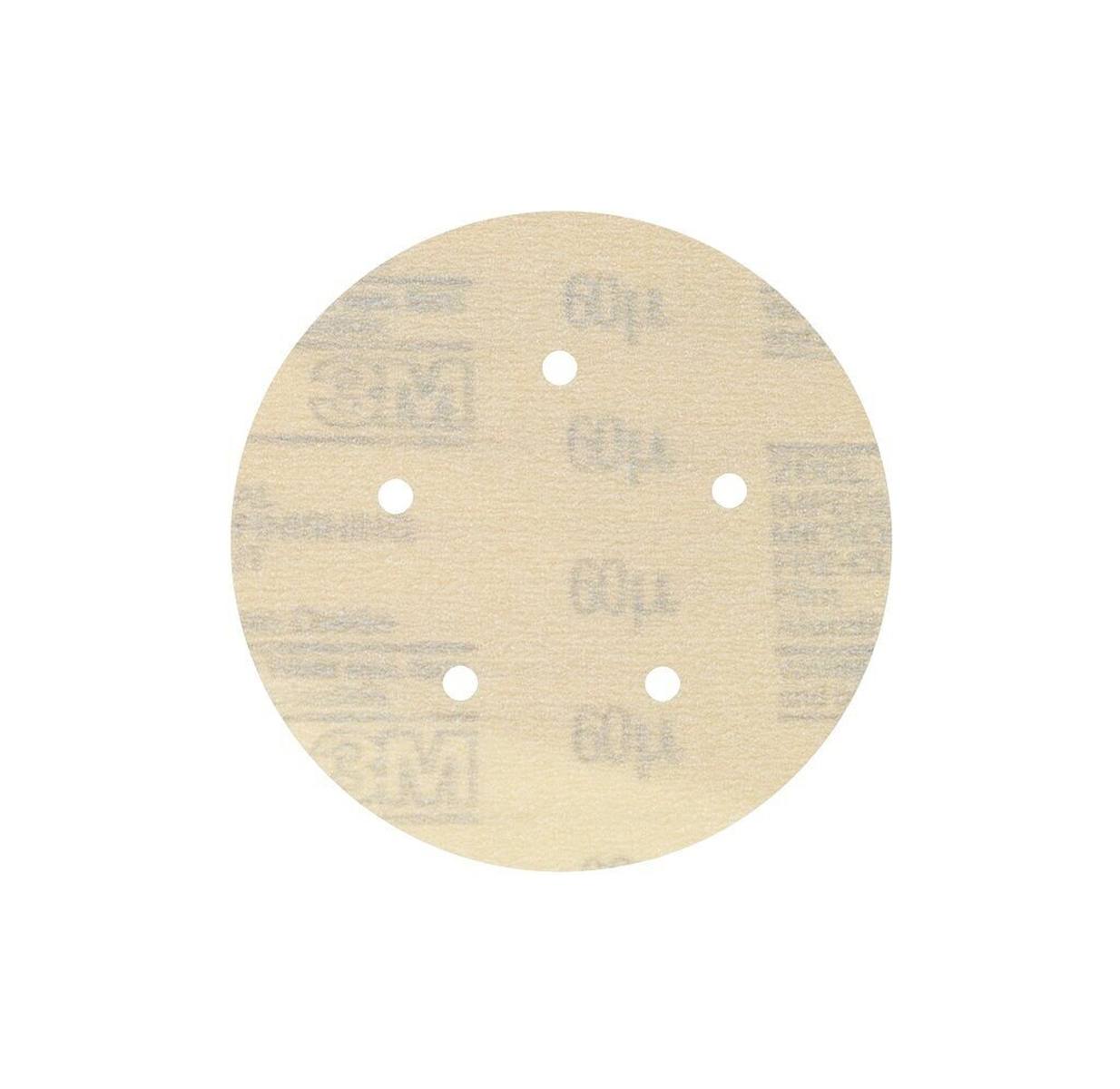 3M Hookit Velcro-backed microfinishing film disc 266L, 125 mm, 60 microns, LD500A, 5 holes