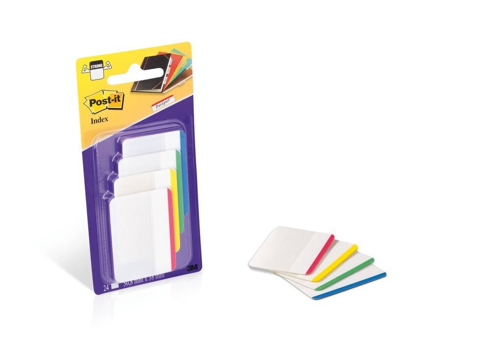 3M Post-it Index Strong 686-F1EU, 50.8 mm x 38 mm, blue, yellow, green, red, 4 x 6 adhesive strips