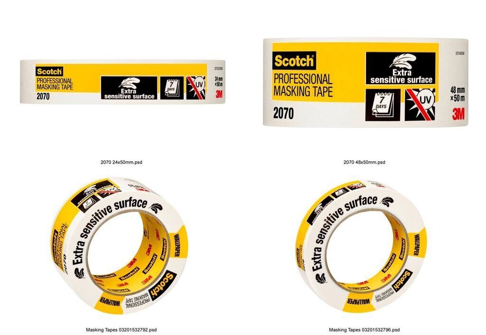 3M Scotch Tapetenabdeckband 2070, 24 mm x 50 m weiß (Profi-Qualität)