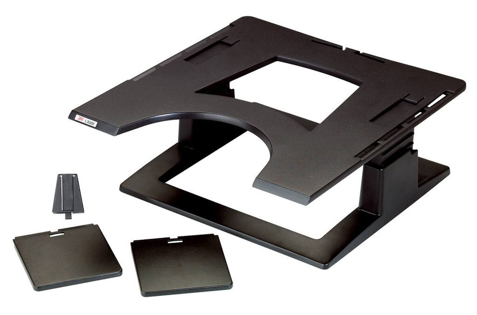 3M Support pour ordinateur portable LX500, 32,0 cm x 32,0 cm x 10,2 - 15,2 cm, noir, 1 support pour ordinateur portable