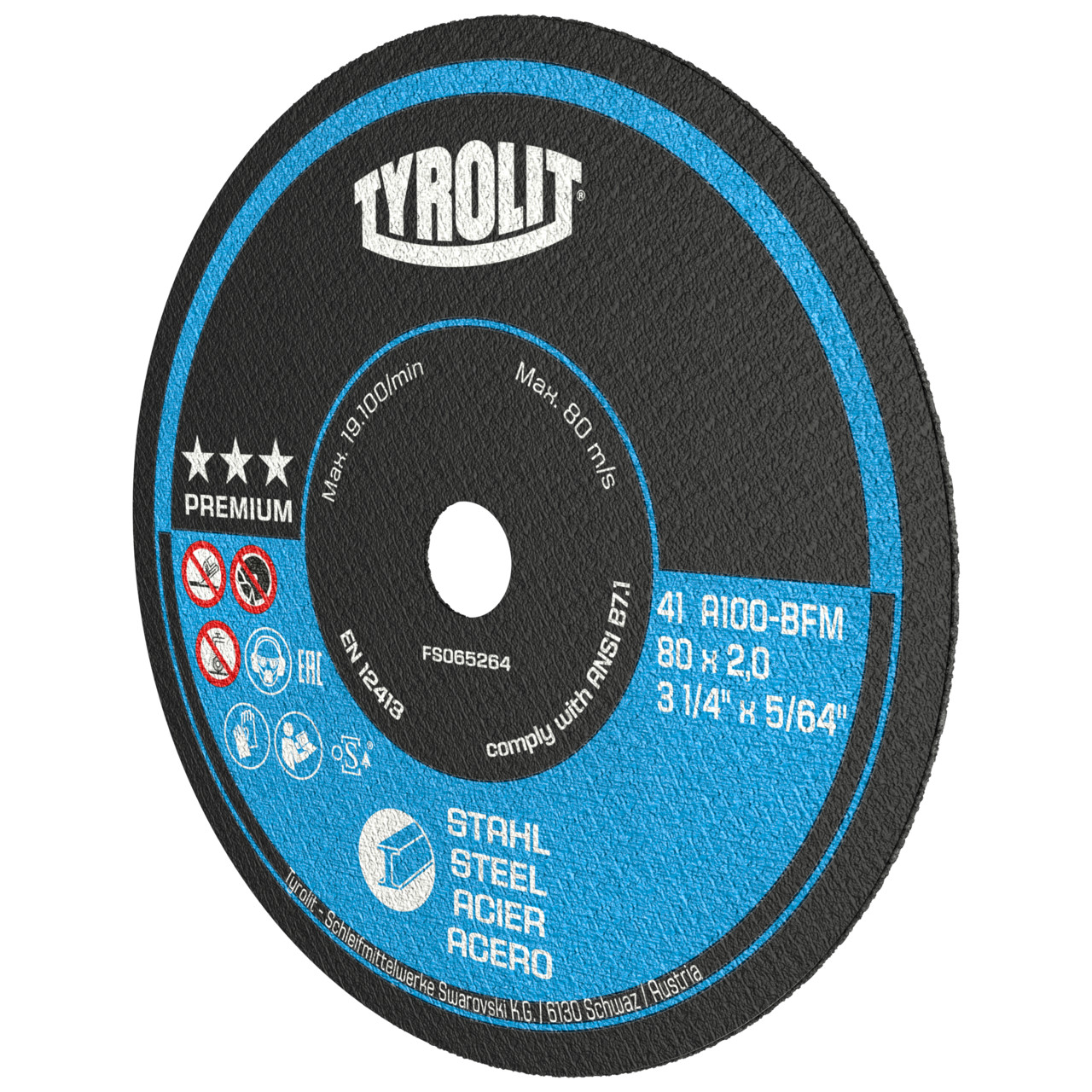TYROLIT cut-off wheels DxDxH 75x1x10 For steel, shape: 41 - straight version, Art. 325212