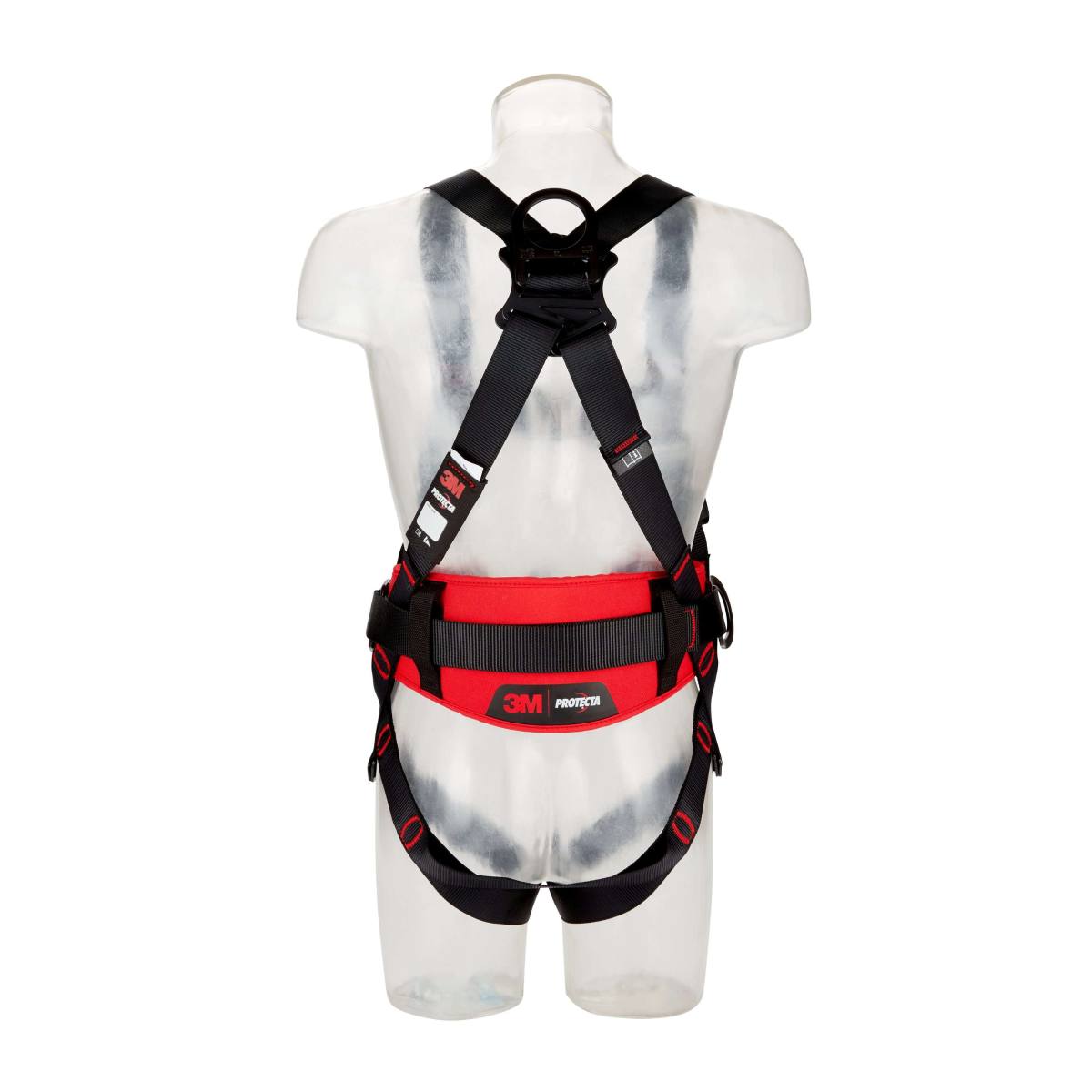  3M PROTECTA Full body harness - chest and rear fall arrest eyelets, comfort harness with side attachment points, standard VS, chest and rear fall indicators, harness end depot, label protector with labelling field, black-coated coating, M/L