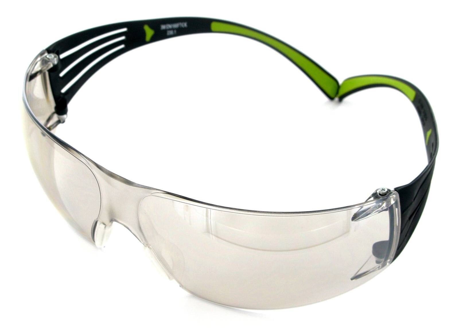 3M SecureFit 400 -suojalasit, musta/vihreä, naarmuuntumista estävä pinnoite, peililinssi sisä- ja ulkokäyttöön, SF410AS-EU