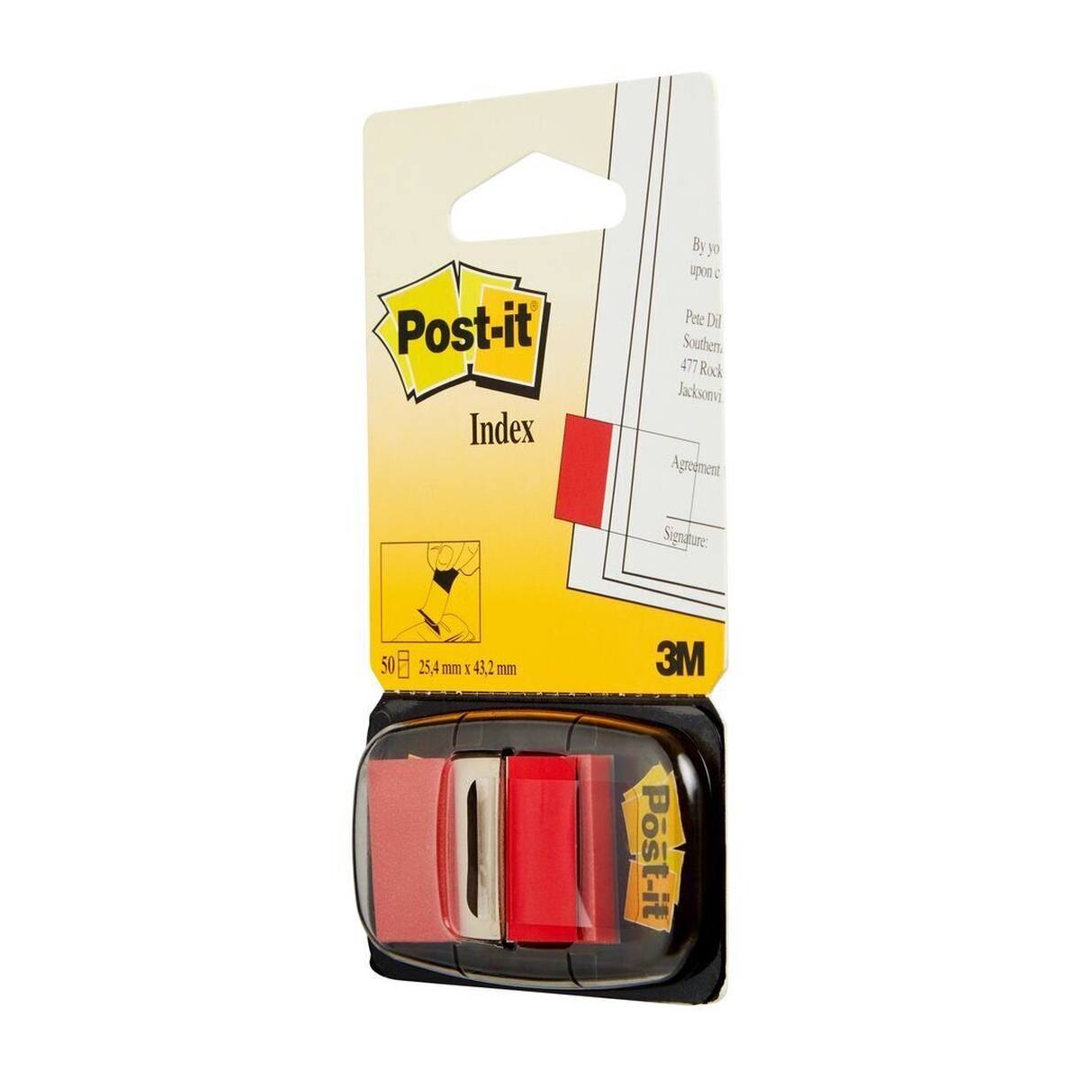3M Post-it Index I680-1, 25.4 mm x 43.2 mm, red, 1 x 50 adhesive strips in dispenser