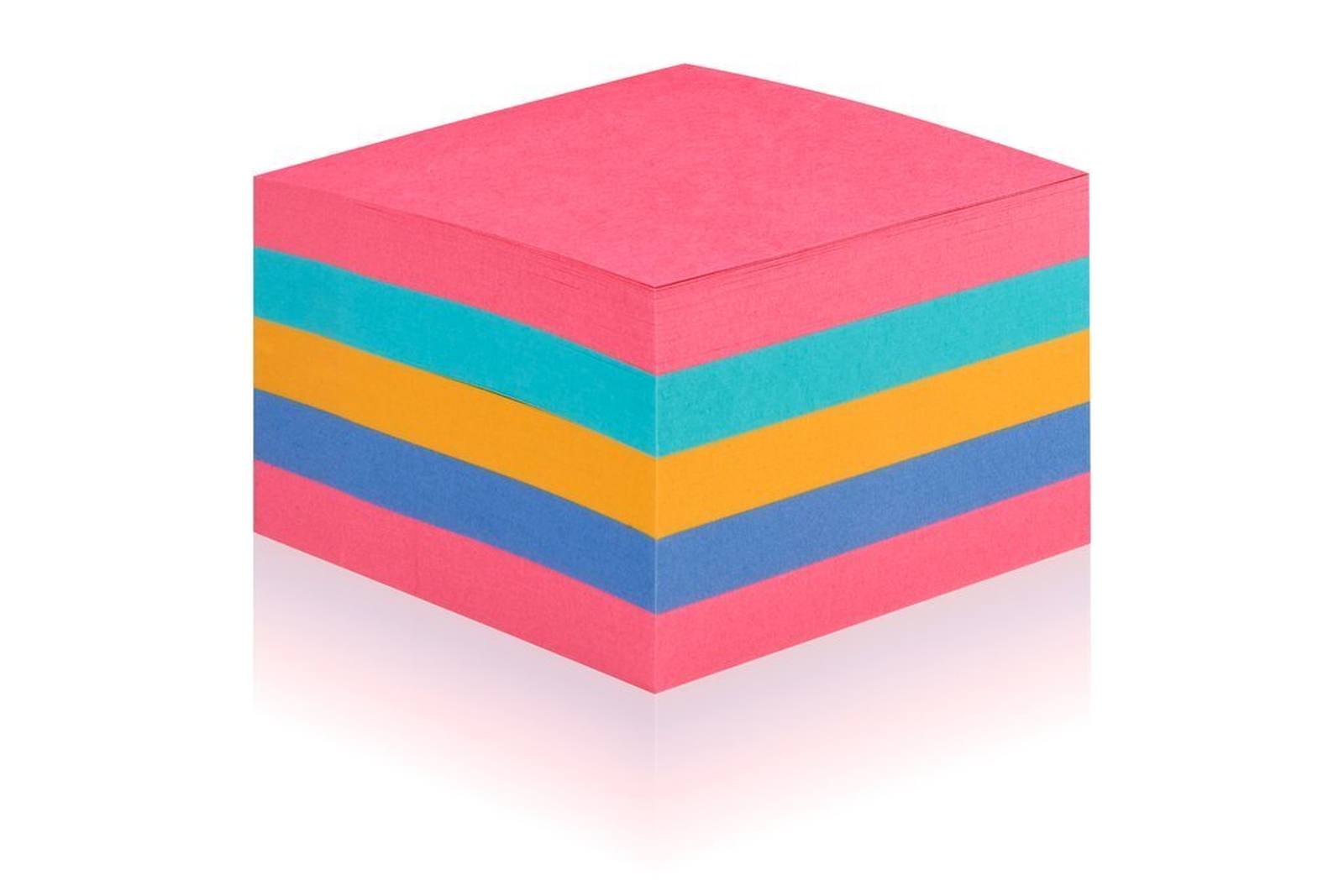 3M Post-it Cubes Super Sticky 2028-SS-RBWC 1 cube de 440 feuilles, rouge coquelicot, turquoise, ultra jaune, bleu, rouge coquelicot, 76 mm x 76 mm, certifié PEFC